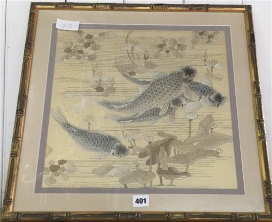 Japanese silk picture of a carp fish